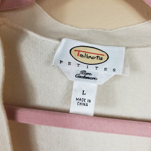 Talbots Cream 100% Cashmere One Button Cardigan Size L - Picture 10 of 12